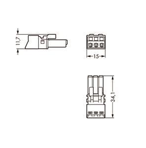 WAGO 890-203 Buchse,3-polig,Kod. 