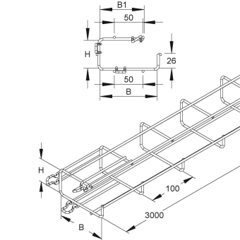 Niedax Gitterrinne G-förmig  MTCG50.100F 