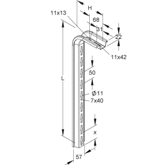 NIED Hängestiel 663mm verzinkt   TKS 600 