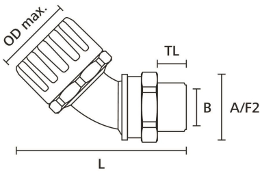 Hellermann HG28-45M-M25-PA66/NPB-BK 45° 