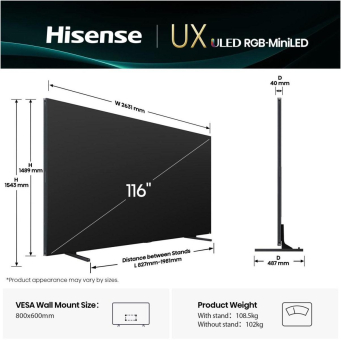 Hisense 116UXQ Mini LED-TV Mini-LED RGB 