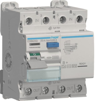 Hager Fi-Schalter 4polig 10kA    CDB625D 