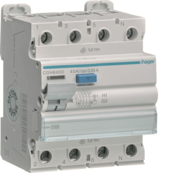 Hager Fi-Schalter 4pol. 10kA 40A CDH640D 