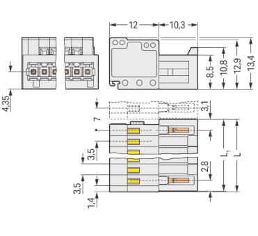 WAGO 734-305 1-Leiter-Stiftleiste,CAGE 