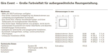 GIRA 0215736 Abdeckrahmen 5fach Zwischen 