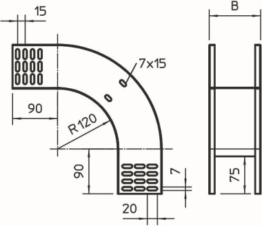 OBO RBV 840 F FT Vertikalbogen 90° 
