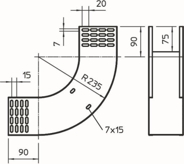 OBO RBV 120 S FS Vertikalbogen 90° 