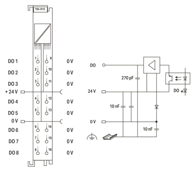 WAGO 750-1515 8-Kanal-Digitalausgang,DC 