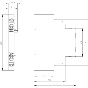 Siemens 3RV29011A Hilfsschalter seitlich 
