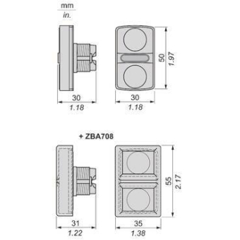 Schneider Leucht-Doppeldruck ZB5AW7A1715 