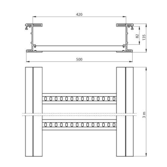 Isolierende Kabelleiter grau 135x500 U48 