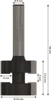 Bosch Federfräser 8mm D1 25mm 2608628353 