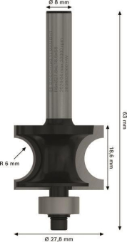 Bosch Halbstabfräser 8mm 6mm  2608628360 
