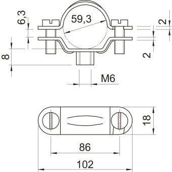 OBO 2900 M6 54-60 G Abstandschelle 