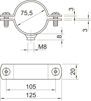 OBO 2900WM8 75.5 FT Abstandschelle 