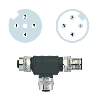 LED2WORK M12 T-Stück A-kodiert 200200-03 