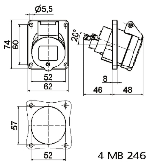 BALS Anbausteckdose QC mit Neigung 12772 