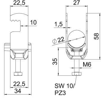 OBO BS-F1-K-22 ALU Bügelschelle 2056 