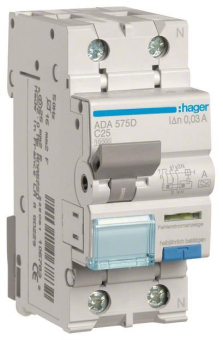 Hager Fi-LS 1P+N 10kA C-25A 30mA ADA575D 