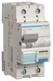 Hager Fi-LS 1P+N 10kA C-16A 30mA ADA566D 