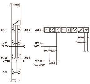 WAGO 753-555 4-Kanal-Analogausgang,4 