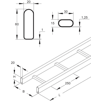 NIED Kabelleiter, mit       KRO 60.225 F 
