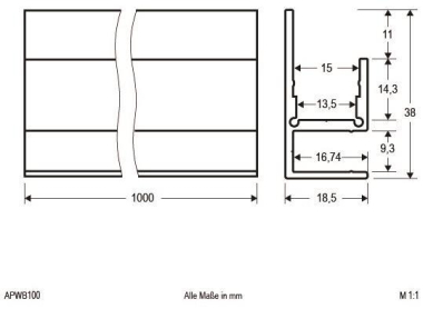 EVN Alu-Profil-Blende 1000 mm    APWB100 