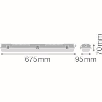 LEDV Feuchtraumleuchte housing IP65 Grau 