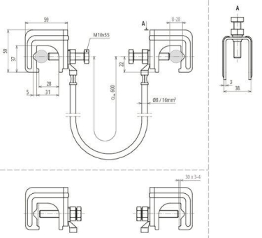 Dehn 416941 UES  UES 16 L600 2VK RD10 28 