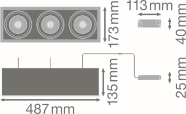 LEDV SP MULTI 3X30W/4000K FL WT/BK 