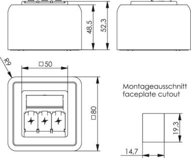 TEGA Modul-Aufnahme AP 80x80 H02000A0096 