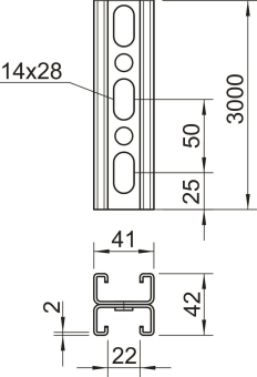 OBO MS4142P3000FT Profilschiene gelocht 