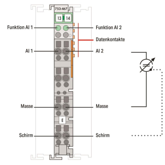 WAGO 753-467 2-Kanal-Analogeingang,DC 0 