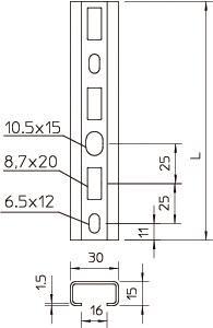 OBO CM3015P0300FT Profilschiene gelocht 