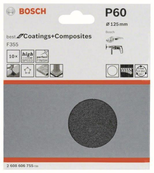 Bosch 10Schleifblatt Papier   2608606755 