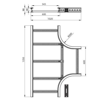 T-Abzweiger halogenfrei grau 85x600 R300 