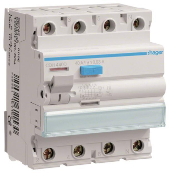 Hager Fi-Schalter 4polig 6kA 40A CDH440D 