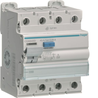 Hager Fi-Schalter 4polig 10kA    CDA640D 