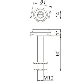 OBO MS40HB M10x60 ZL Hakenkopfschraube f 