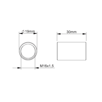 Fintech Gewindemuffe M16 alu  IEGM 16 AL 