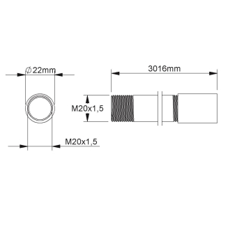 Fintech Gewinderohr M20 L:3m   IEGR 20 F 