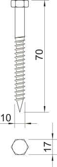 OBO HHWS 10x70 G Sechskantholzschraube 