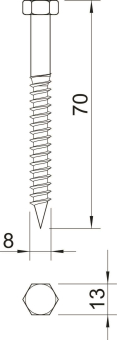 OBO HHWS 8x70 G Sechskantholzschraube 