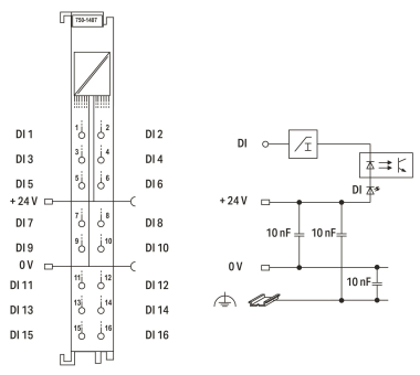WAGO 750-1407 16-Kanal-Digitaleingang,DC 