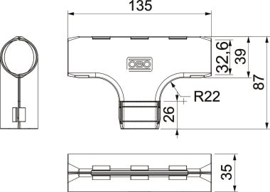OBO 3000 TMS M32 LGR Quick-Pipe-T-Stück 