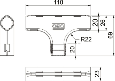 OBO 3000 TMS M20 RW Quick-Pipe-T-Stück 
