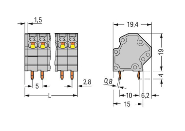 WAGO 745-3102 Leiterplattenklemme,4 