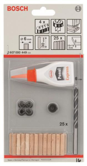 Bosch Holzdübel-Set 32tlg 6mm 2607000449 