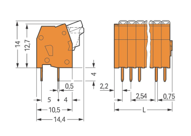 WAGO 234-504 Leiterplattenklemme, 
