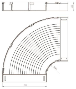 Unex Flachbogen 90° lichtgrau      66530 